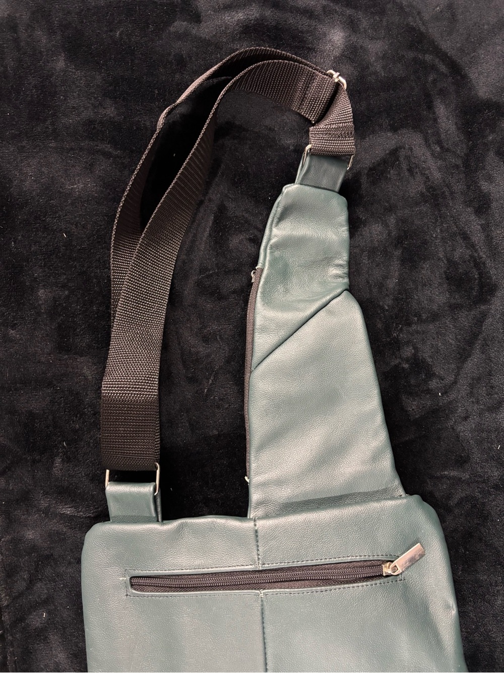 Genuine Leather Teal Crossbody Chest Sling Bag Made in Mexico - Picture 14 of 16